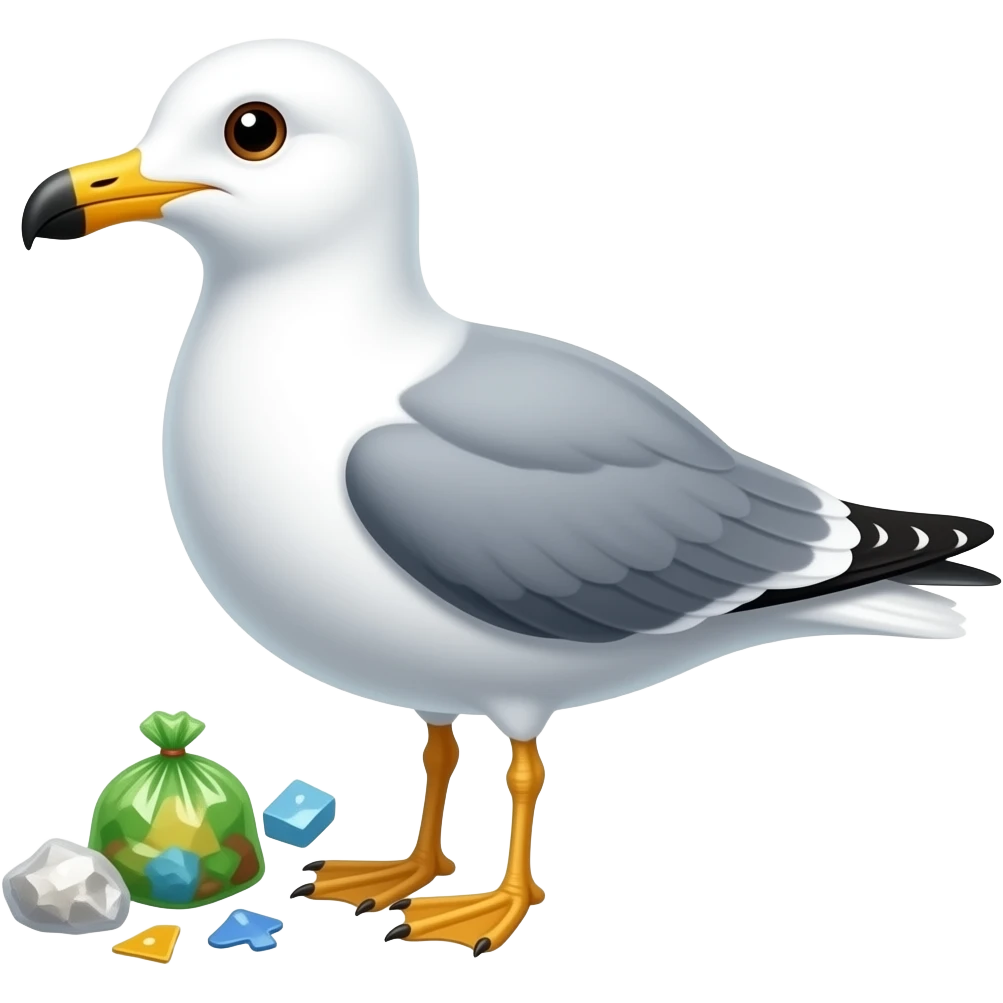 Seagull with trash emoji