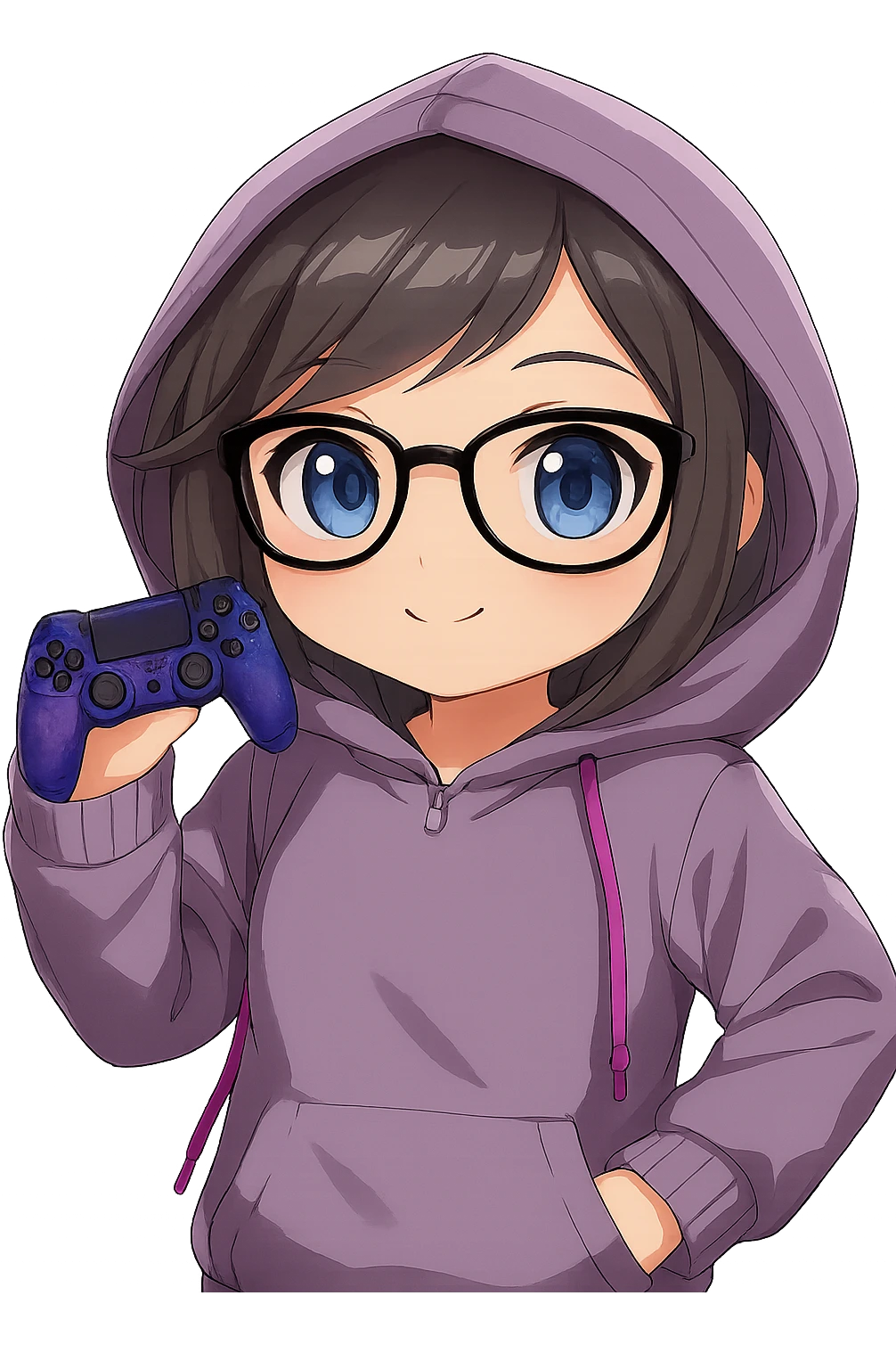 Remove the background and make it transparent, keep the character and controller intact, preserve the original art style exactly as in the reference image. emoji