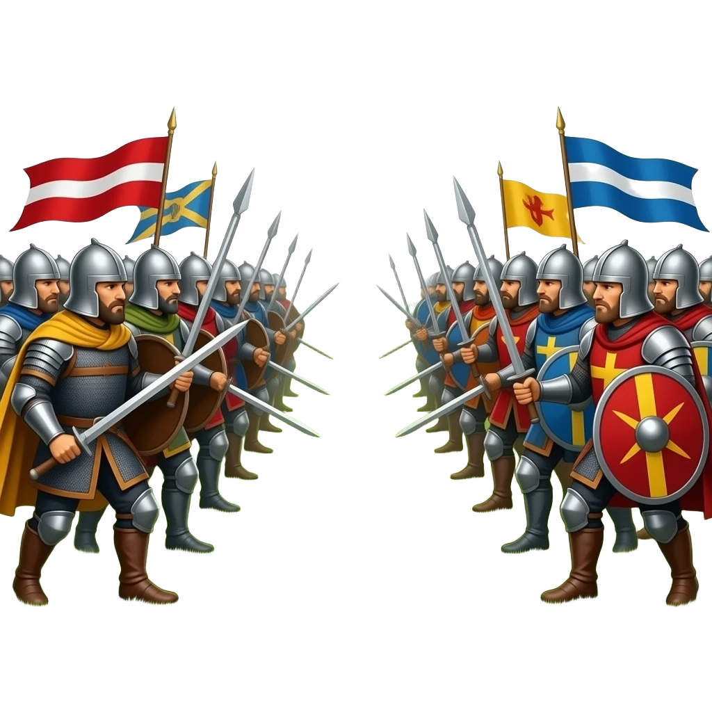 Battle between two kindom in a feld where thie just started emoji