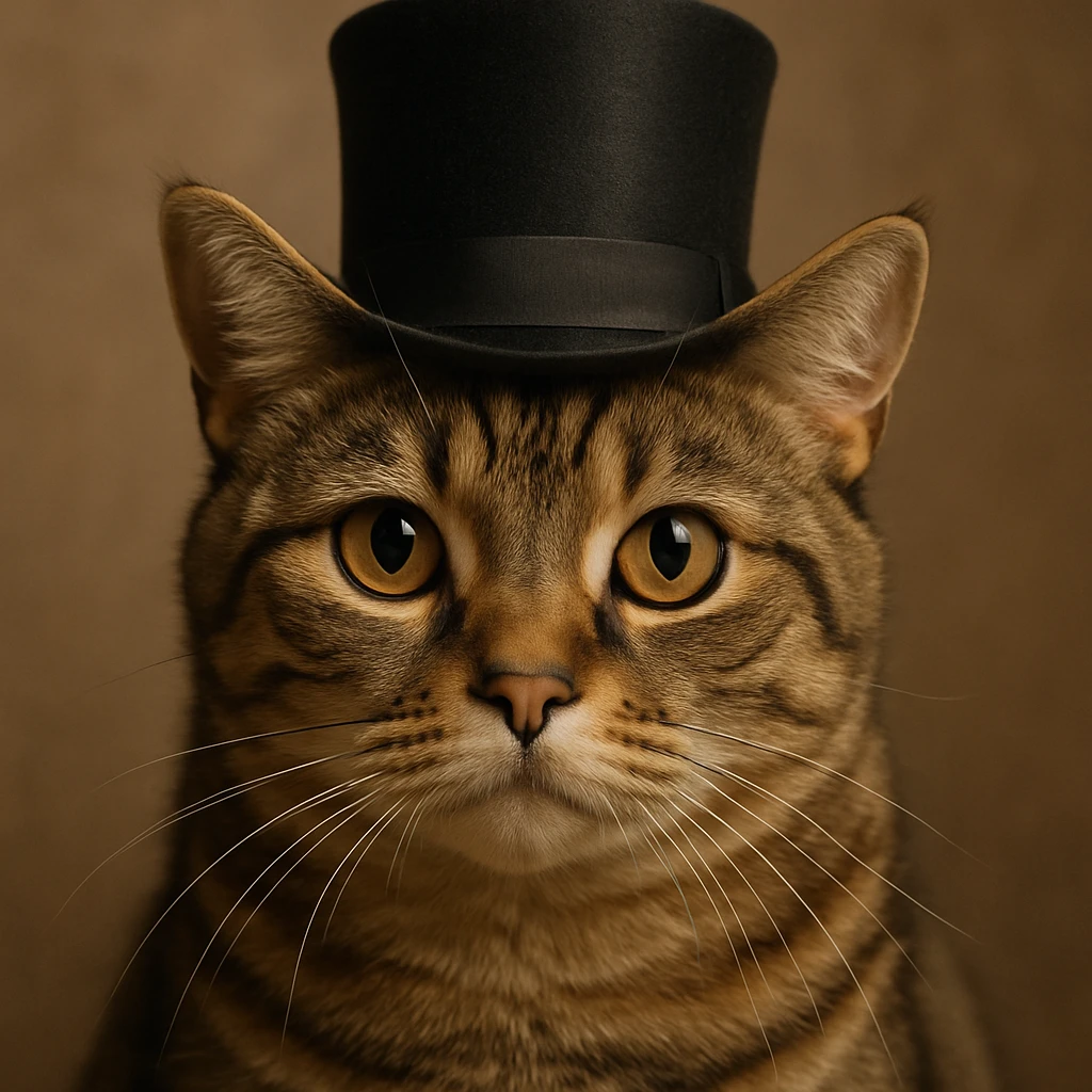cat wearing a tophat emoji