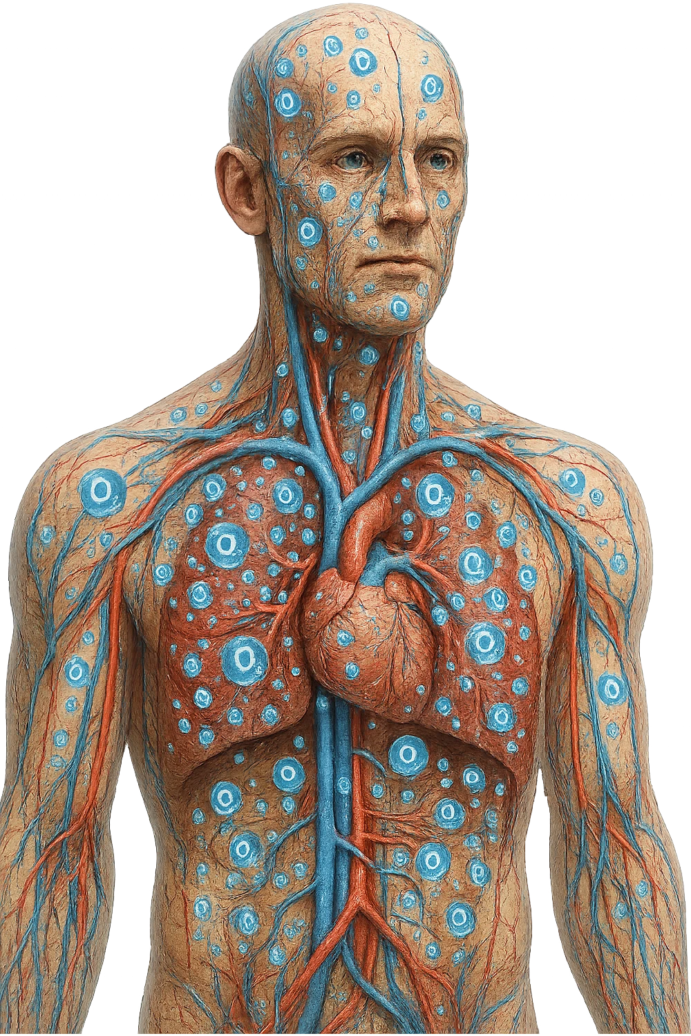 OSSIGENO FLUTTUA IN UN CORPO UMANO ANATOMICO, IPERREALISTICO 4K emoji