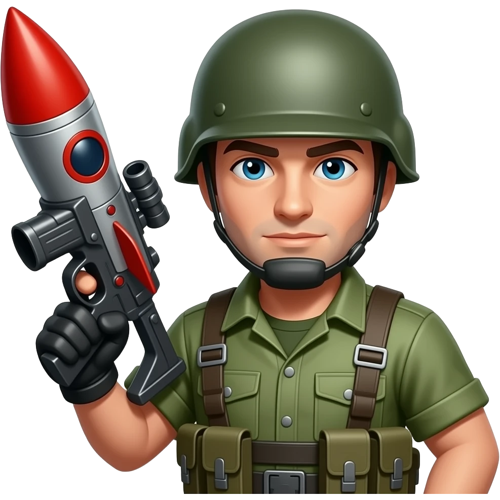 Soldier from Team Fortress 2 with his rocket launcher and his helmet on his head emoji