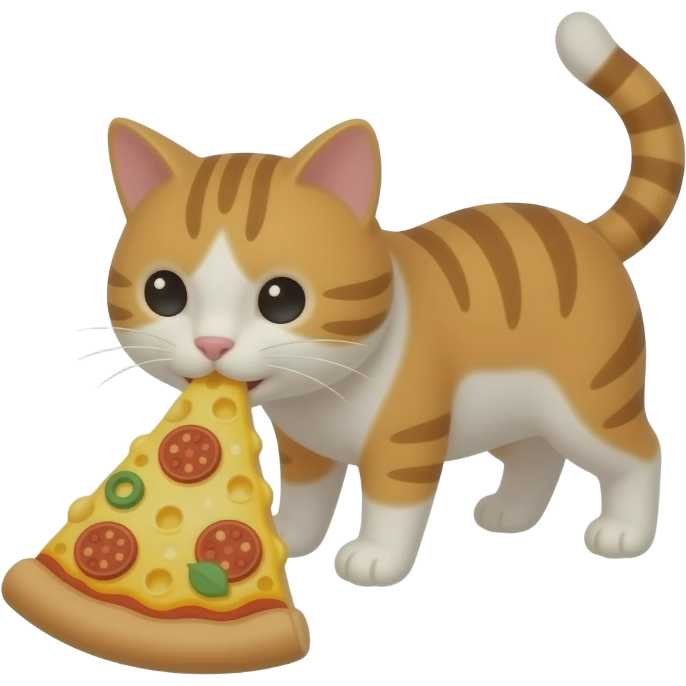 A cat eating cheese pizza emoji