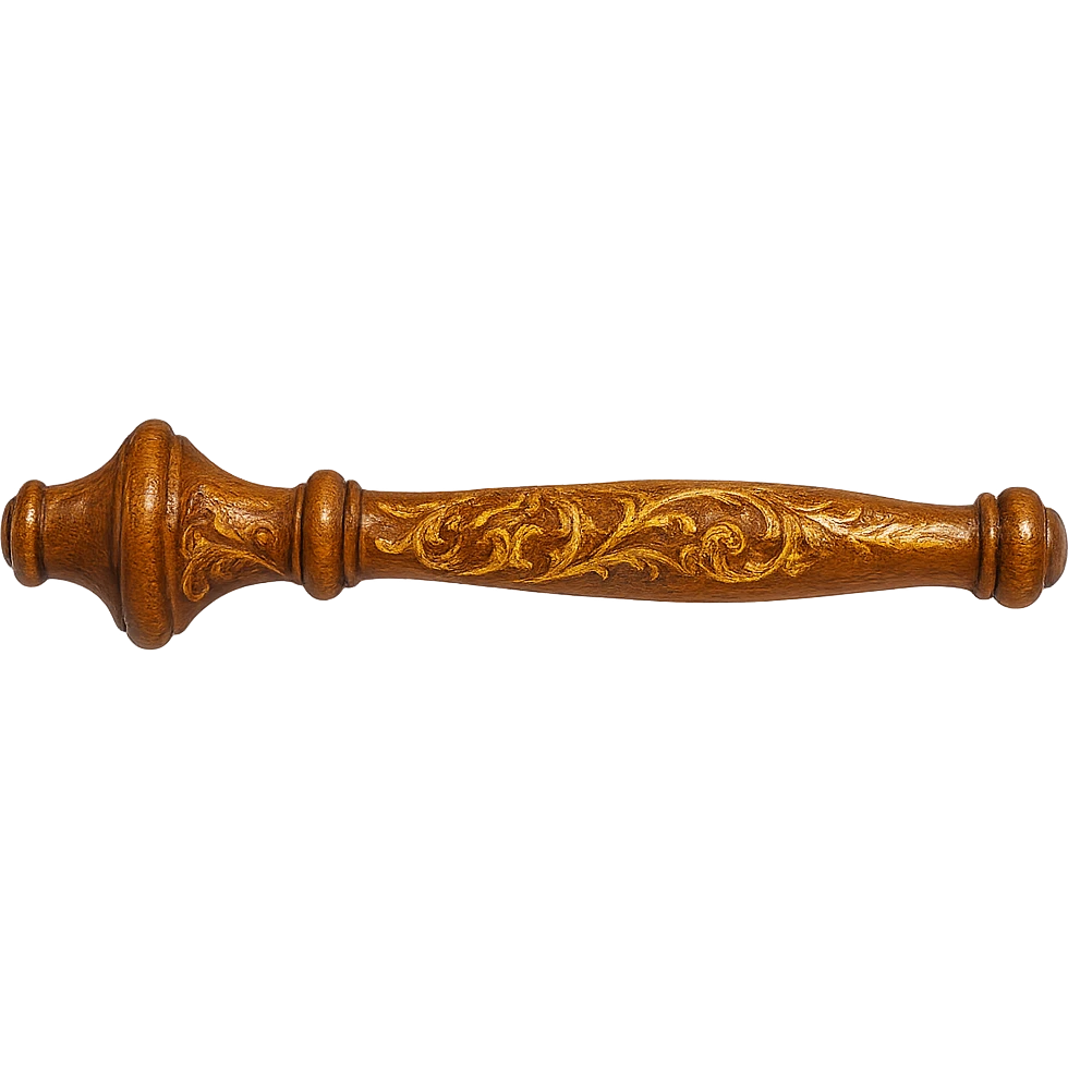 Remove the head of the gavel, leaving only the luxurious carved handle. Keep the background transparent. emoji