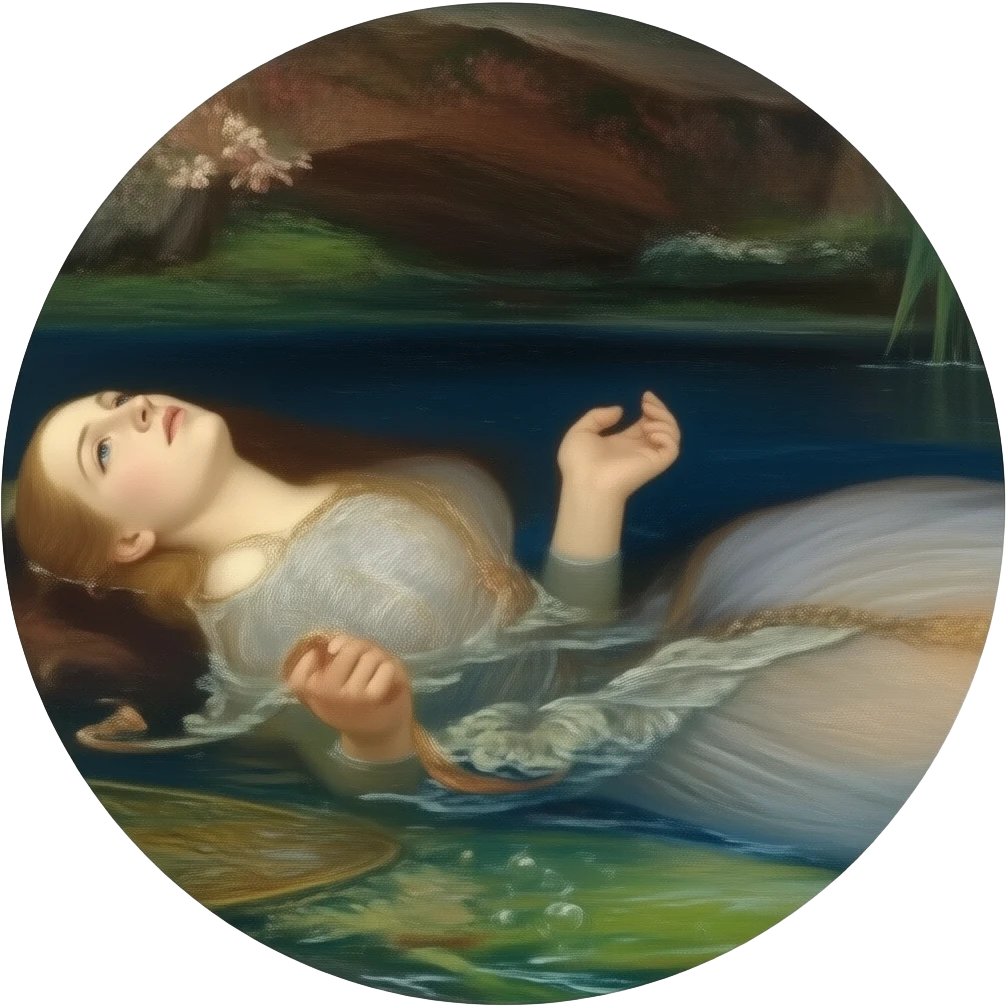Ophelia lies in the water - a scene from the original painting by John Everett Miles emoji
