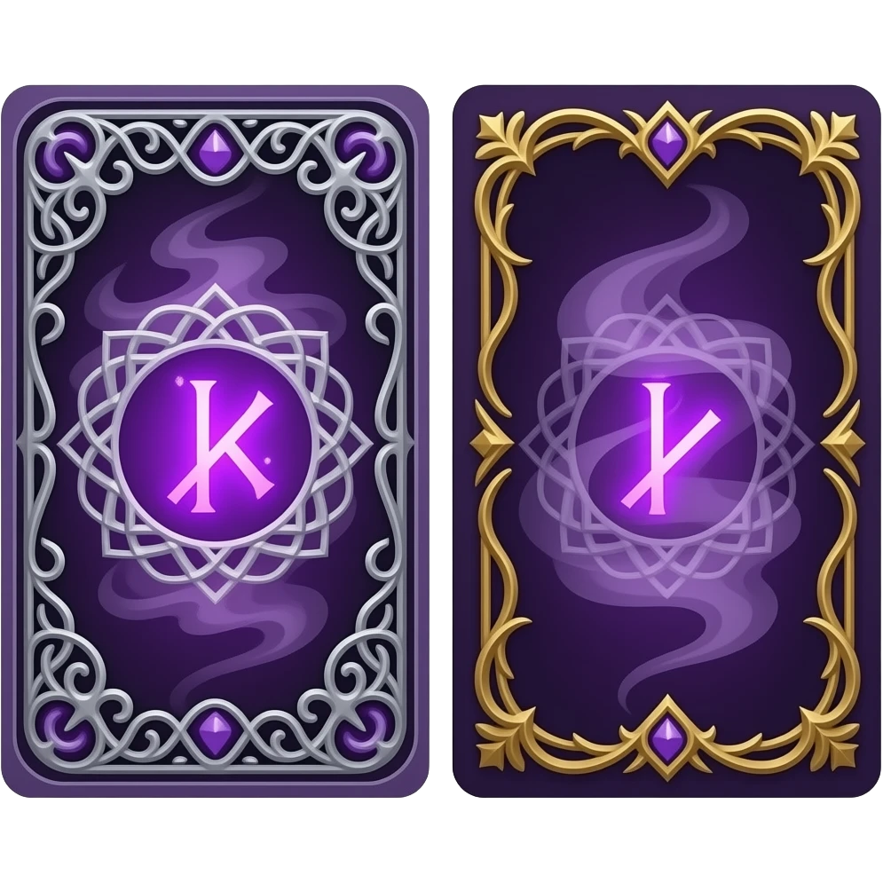 Fantasy magic Tarot card backs purple design emoji