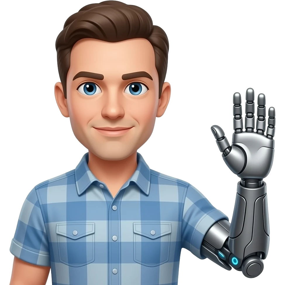 bionic arm man closeup emoji