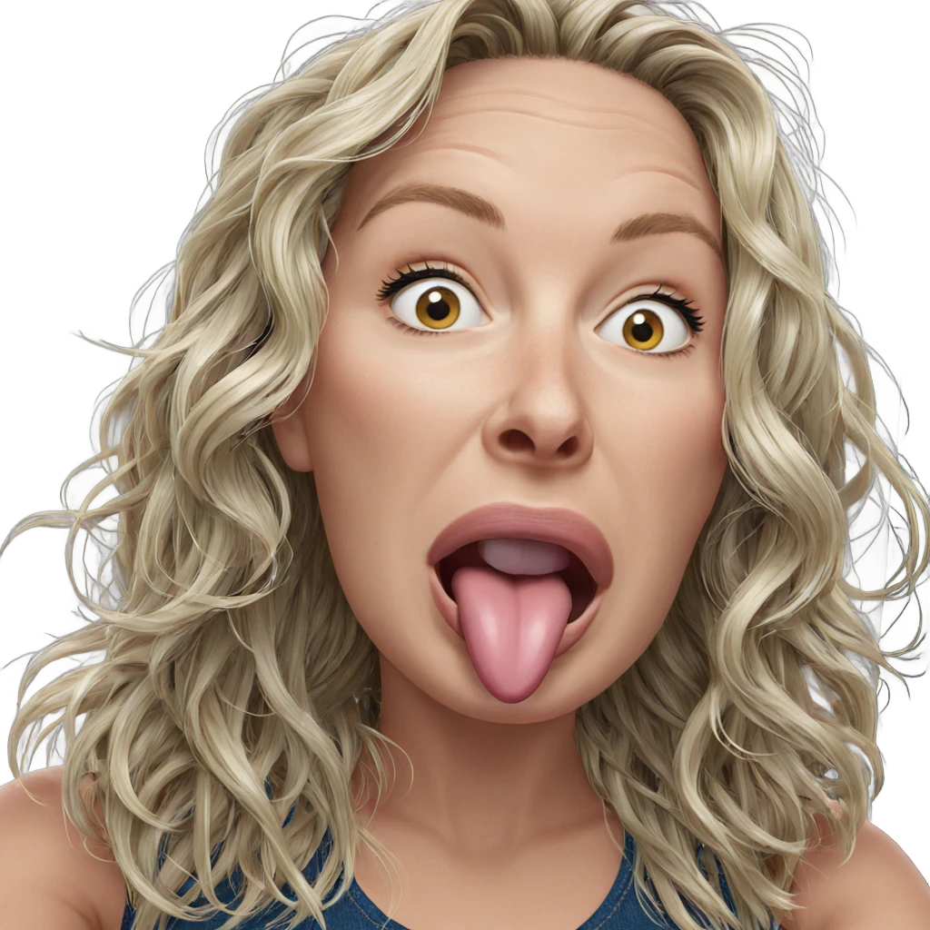blonde girl sticking out tongue emoji