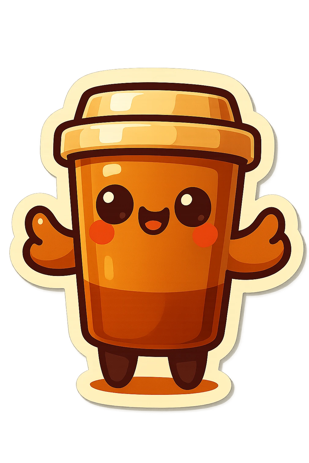 Tall coffee cup, offerring hug emoji