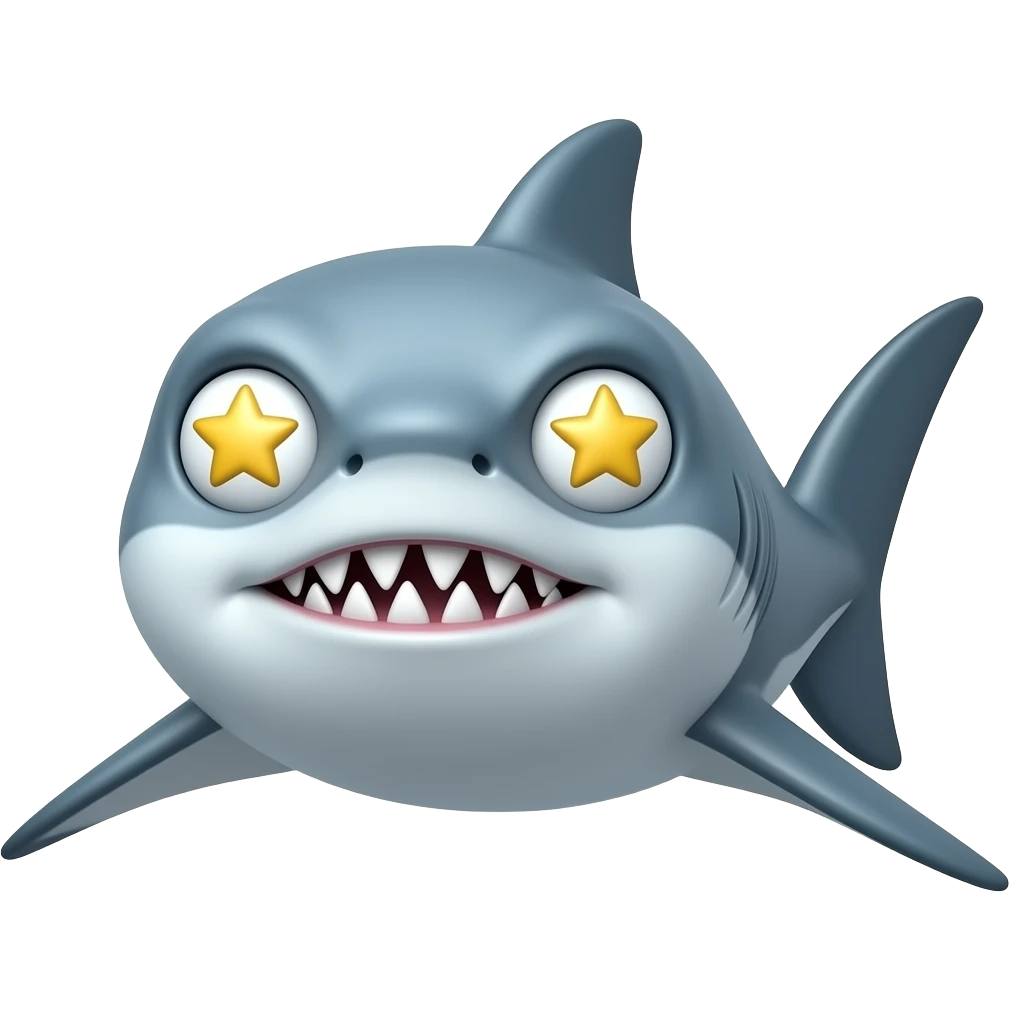 A shark with star eyes emoji