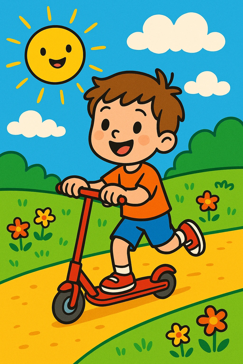 a boy riding a scooter emoji