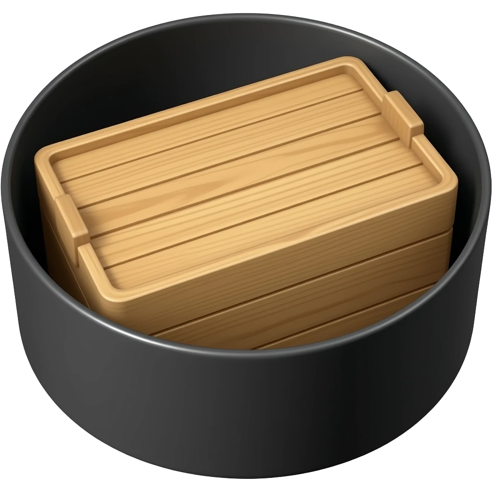 meatbox in a black round box emoji