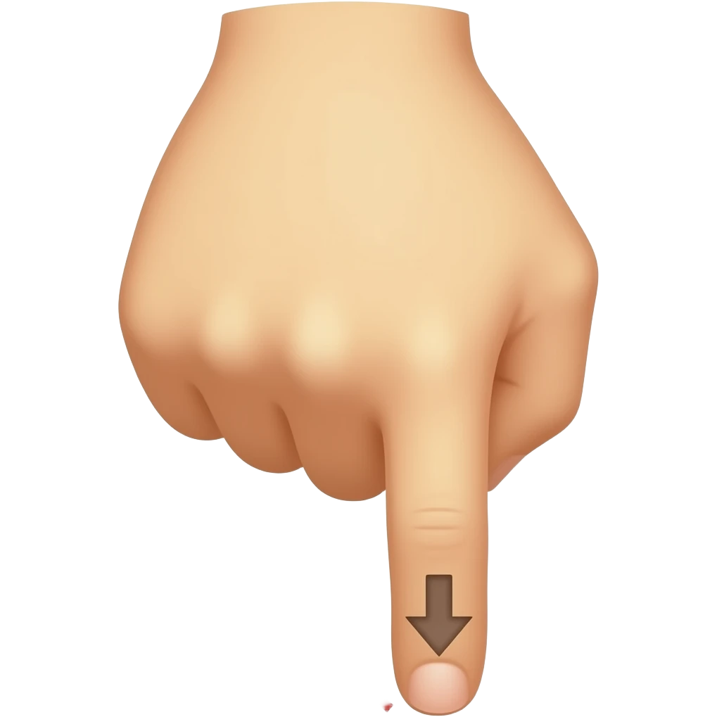 A little finger pointing down, with a downward-pointing arrow at the bottom of the finger emoji