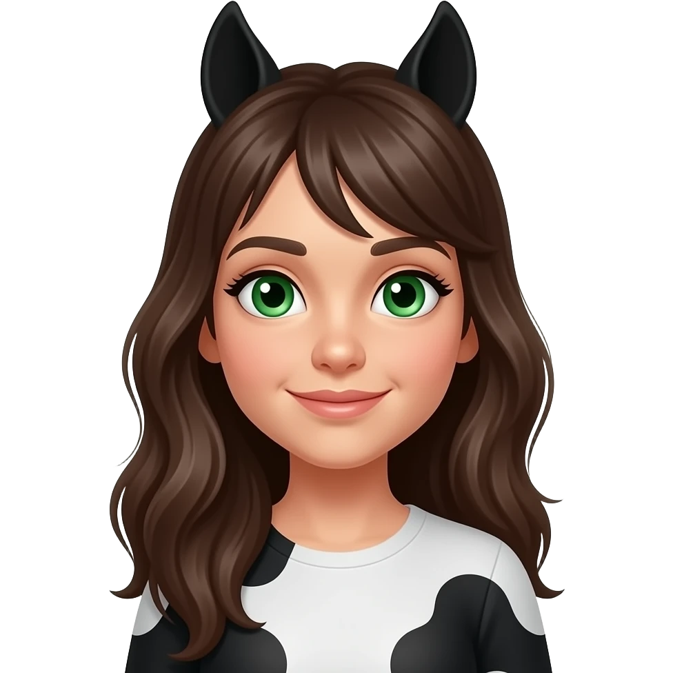 Брюнетка с зеленими глазами на чорно белом коне emoji