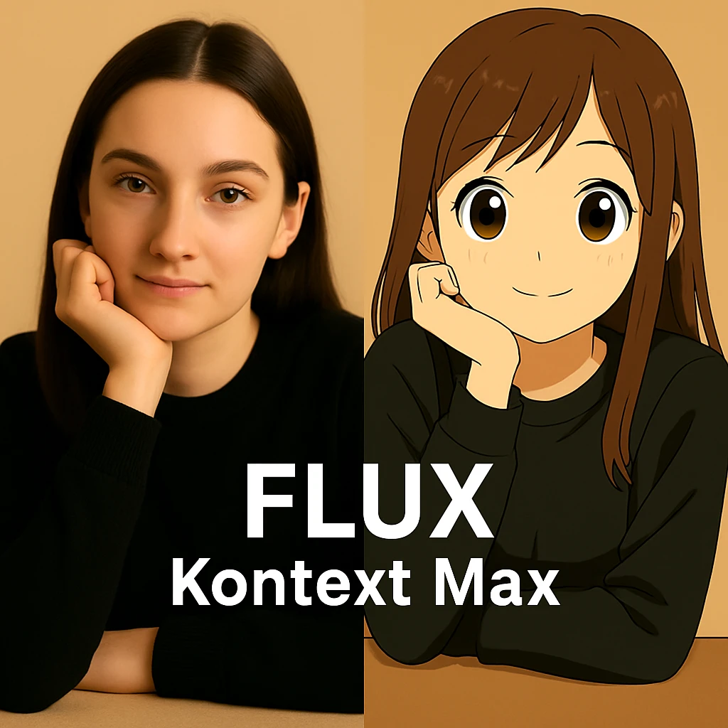 same similar image but chnage the text to "Flux Kontext Max" emoji