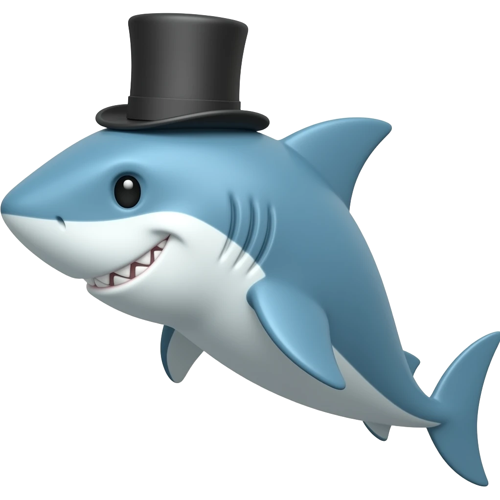 Shark with a top hat emoji