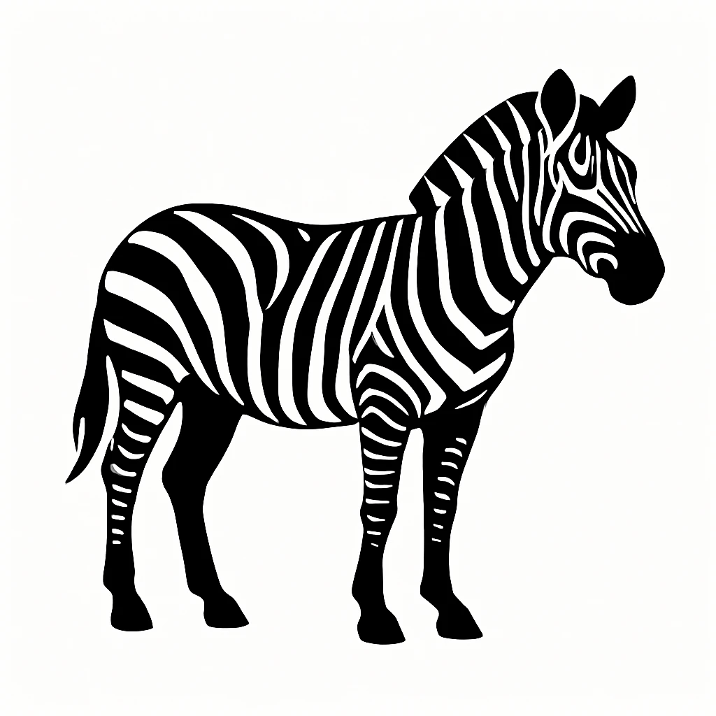 Zebra black silhouette white background emoji