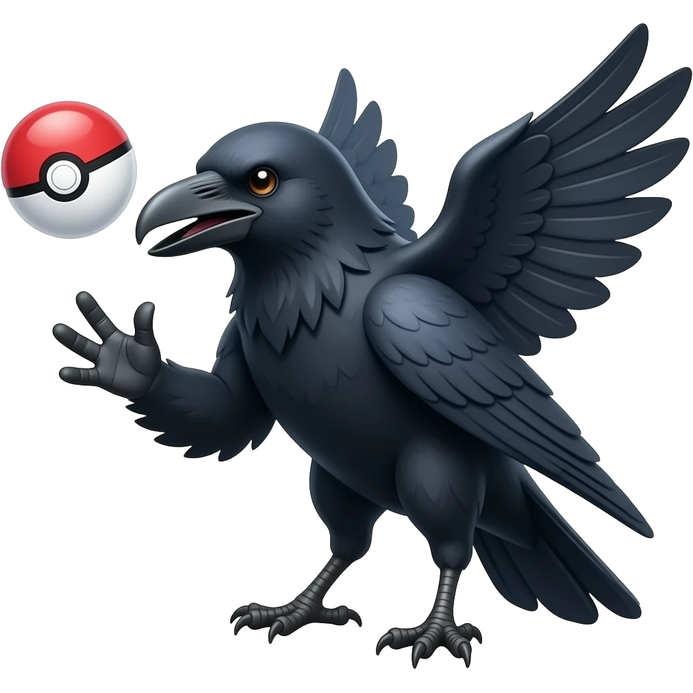 Raven catching pokeball emoji