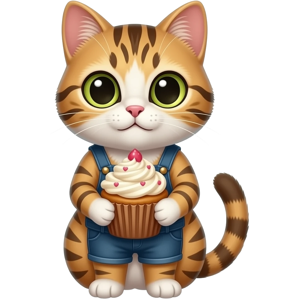 Cat having cupcake emoji