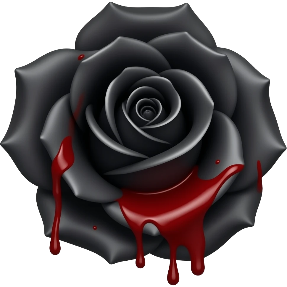 Black rose bleeding red blood all over emoji