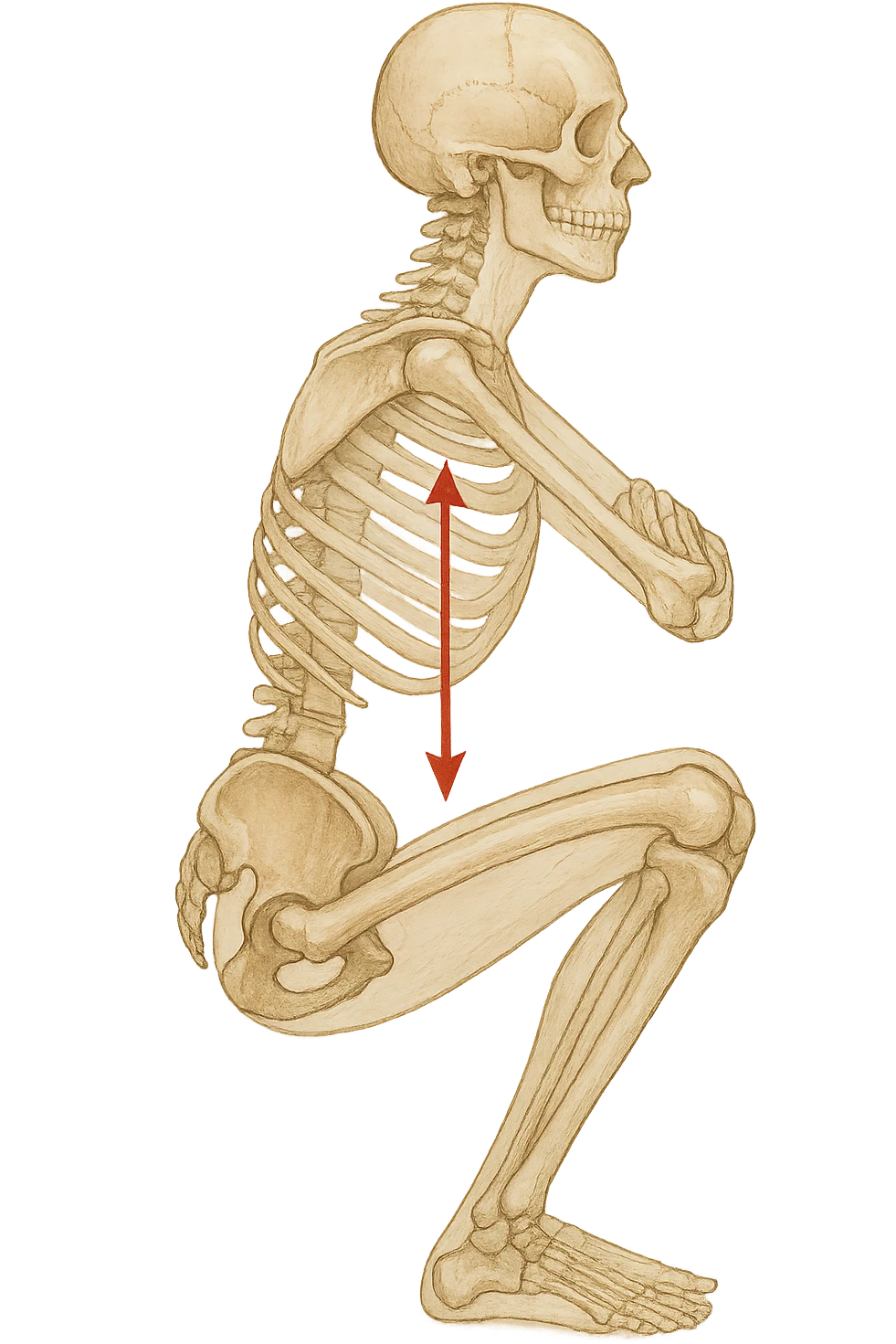 Allineamento visto anatomicamente durante uno squat tra bacino e torace emoji