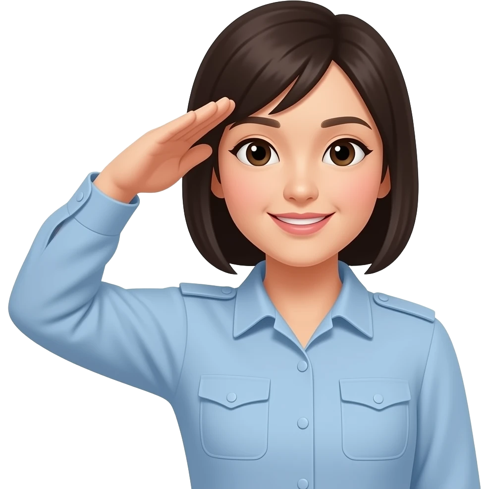 plain clothes chinese woman saluting emoji