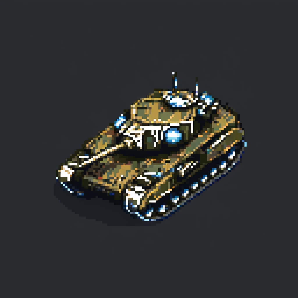 futuristic military tank 2025, pixel art, compact and detailed emoji