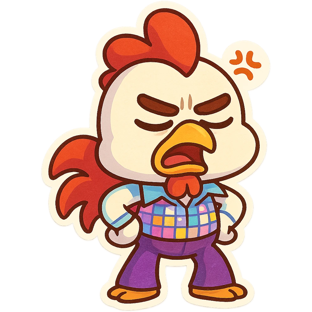 Coq disco qui perd patience en style cartoons enfant style gumball  emoji