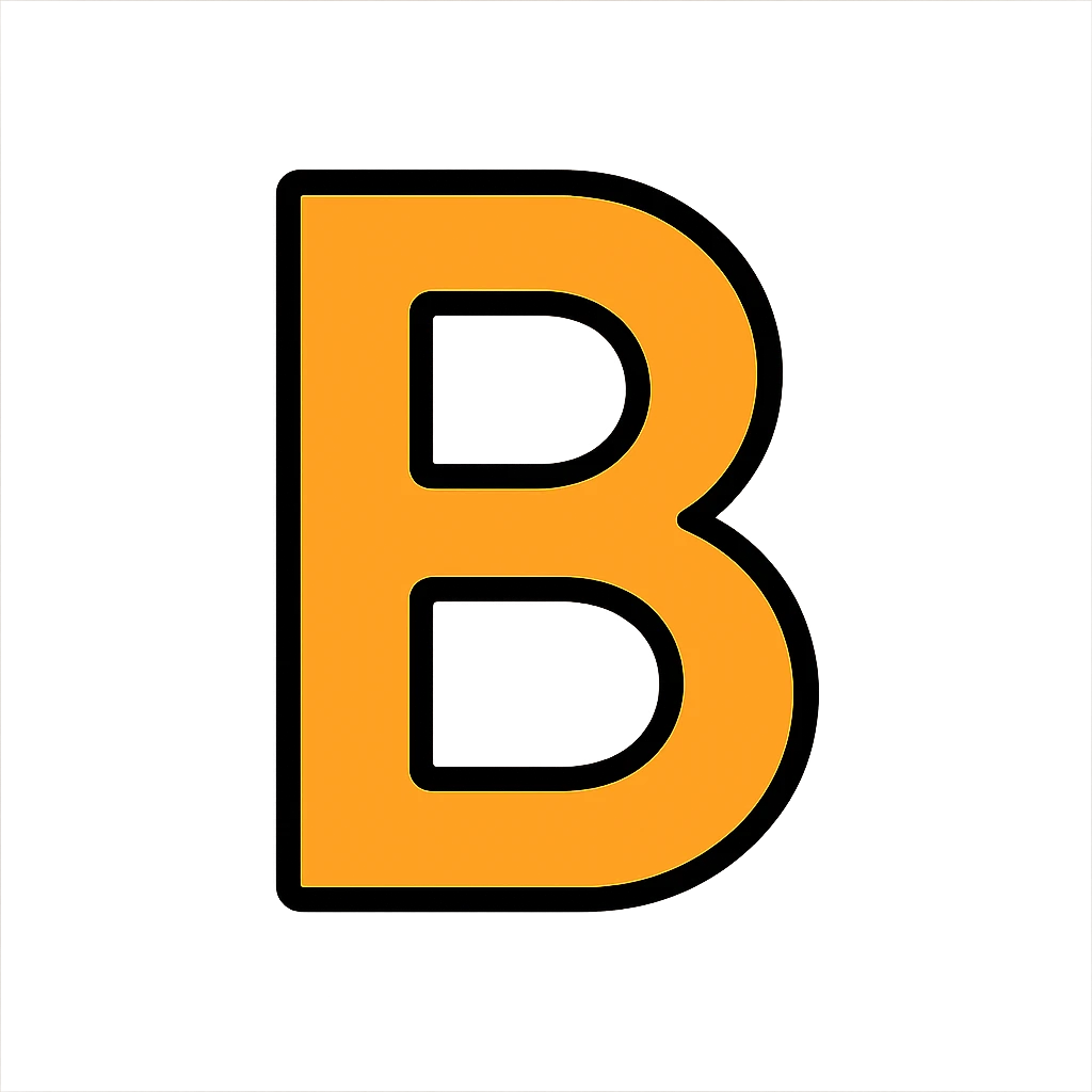 the letter B, lineal color icon with black outlines emoji