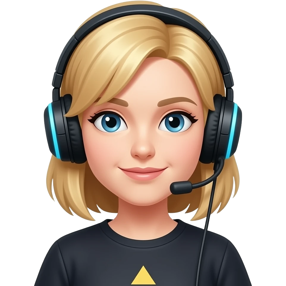 gameuse, femme, blonde, cheveux mi-long emoji
