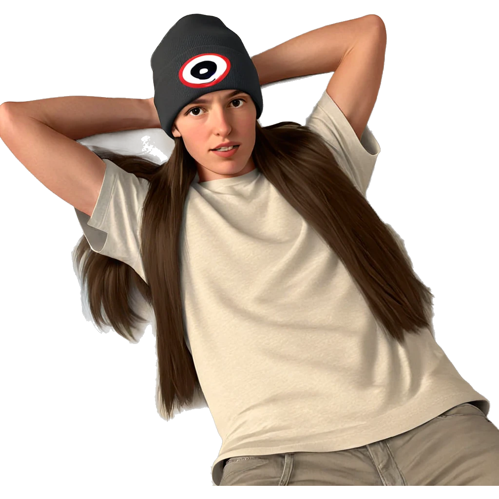 cool guy in beanie laying emoji