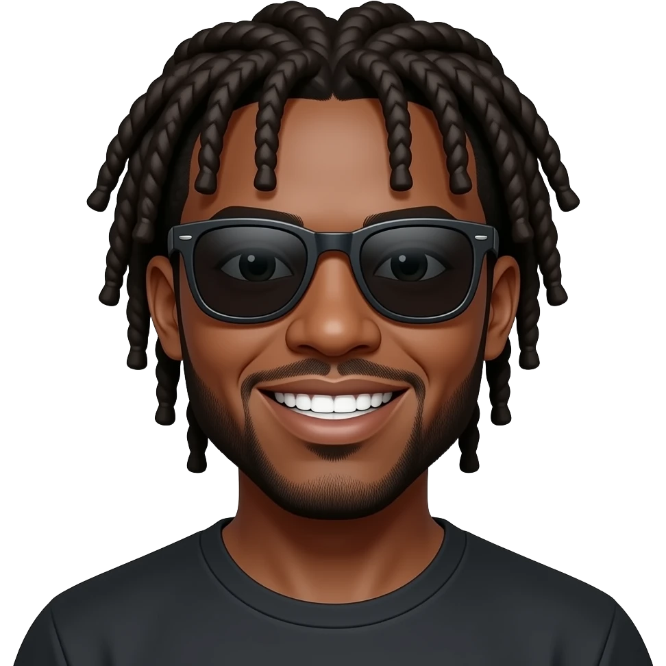 Black man with  dreads and plated teeth wearing dark shades emoji