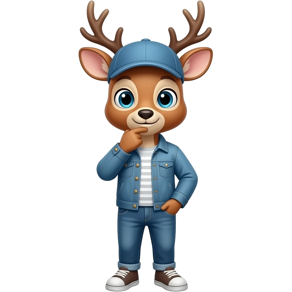 deer thinking in casual attire emoji