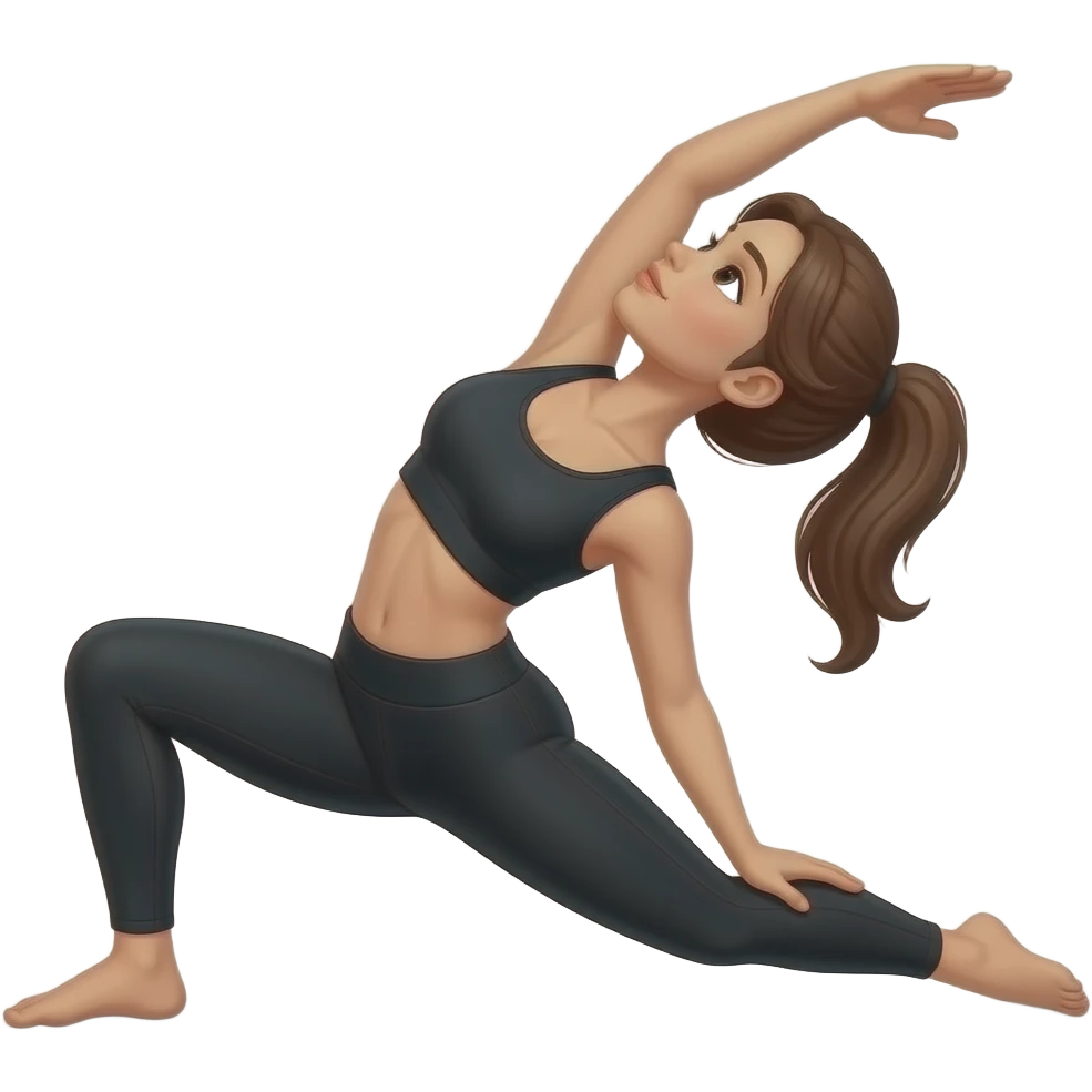 Mujer de yoga estiramiento ropa negra emoji