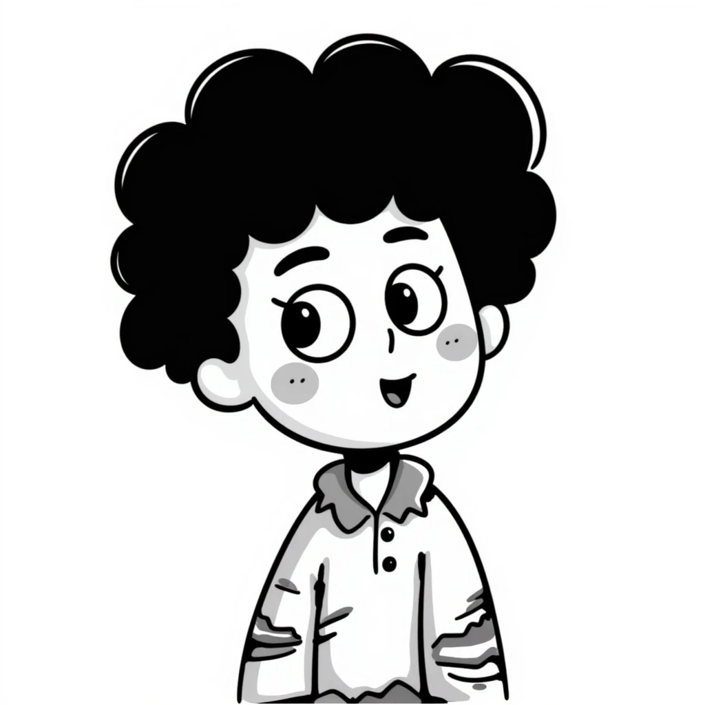 zombie boy with an afro, hand drawn doodle style emoji