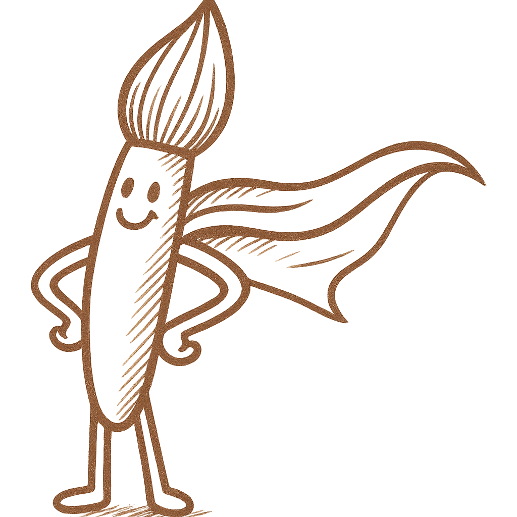 create a version of this character but as a paintbrush instead of a hotdog emoji