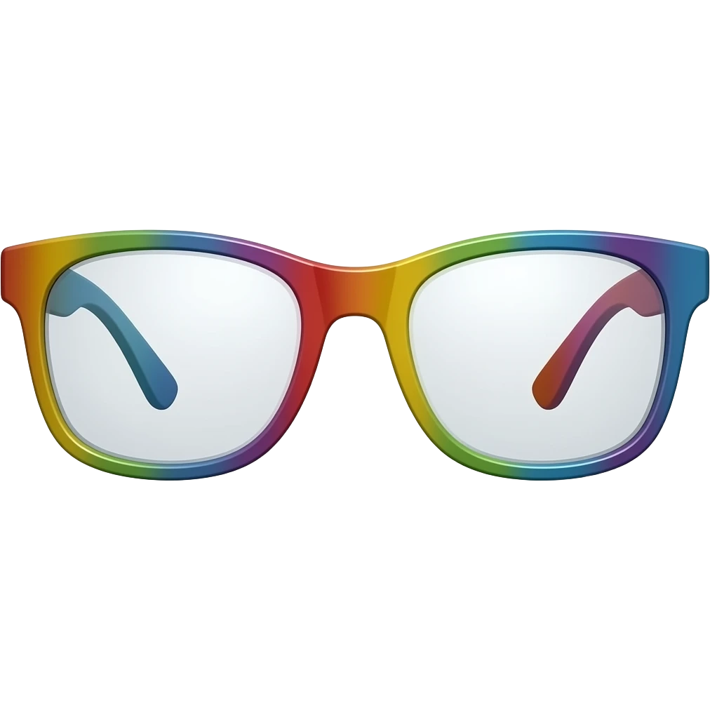 glasses with rainbow colored frames emoji