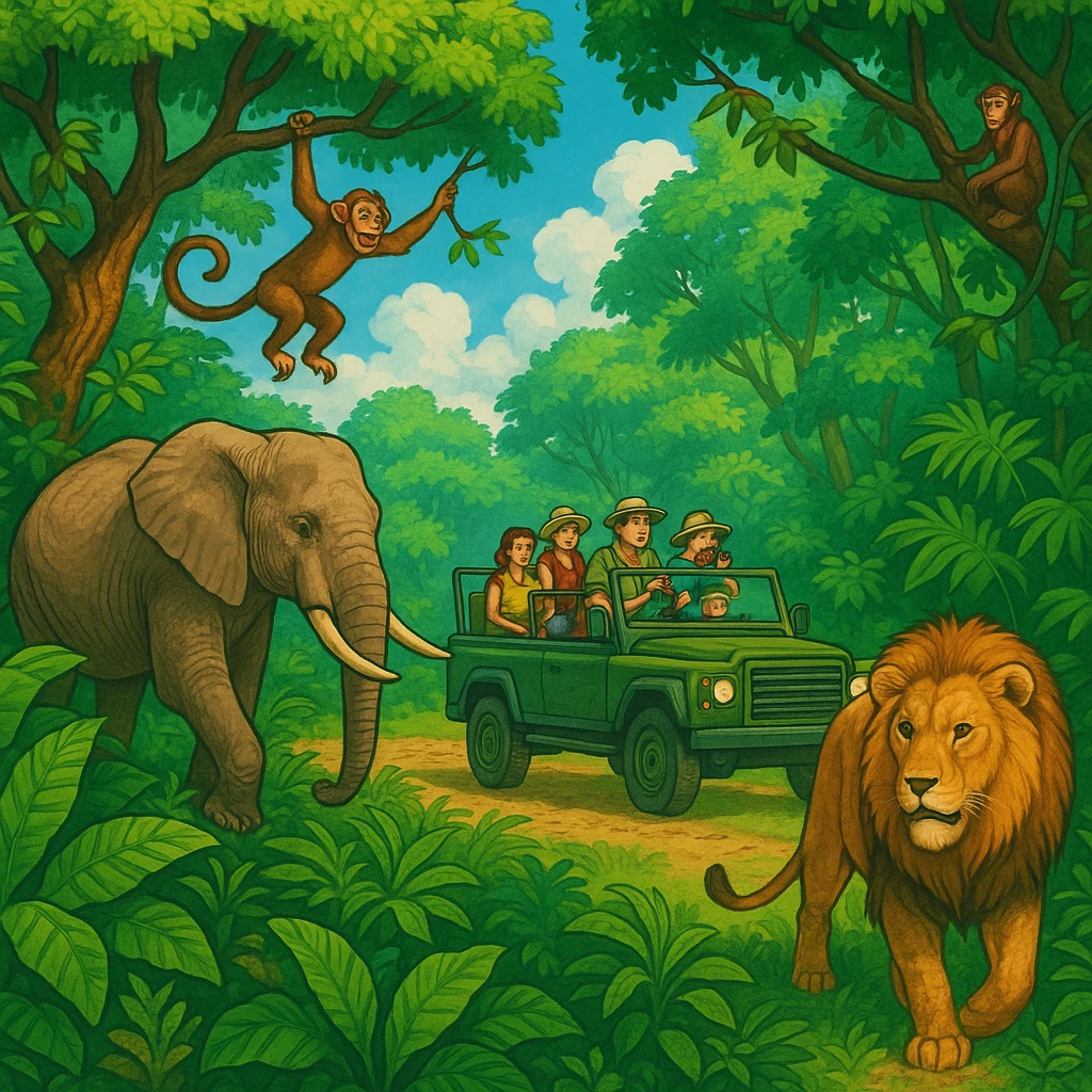 digital illustration of jungle safari emoji