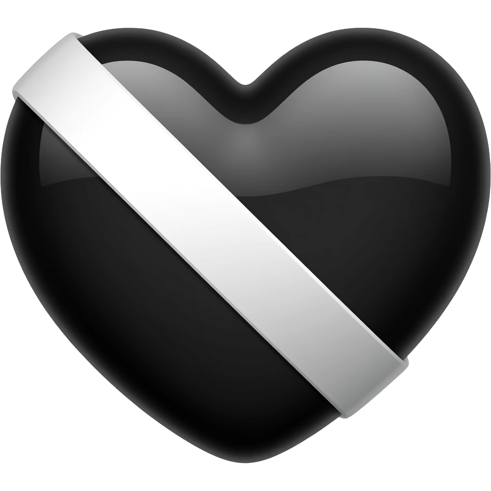 Coração black com um laço branco na diagonal direita emoji