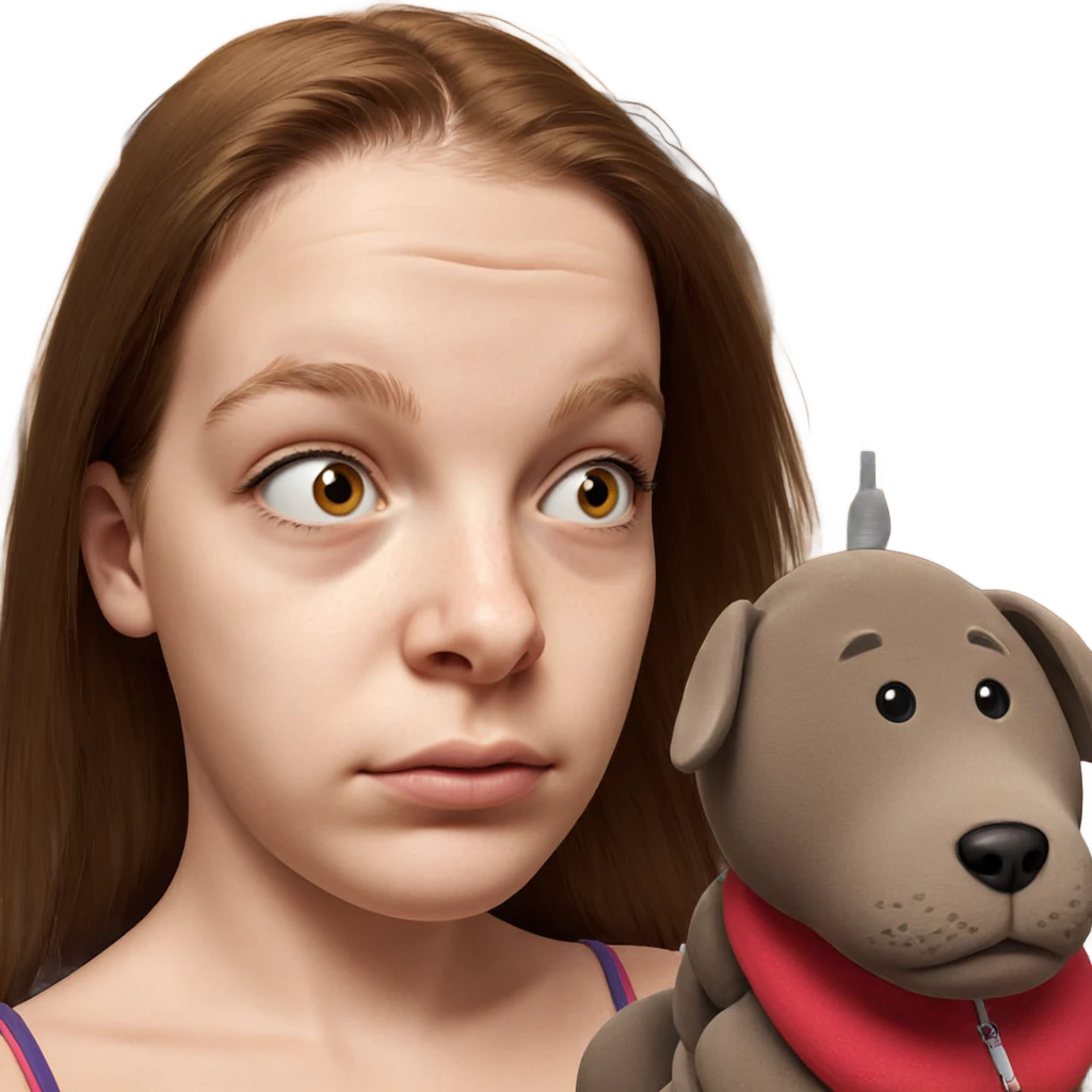 girl with stuffed dog plush emoji