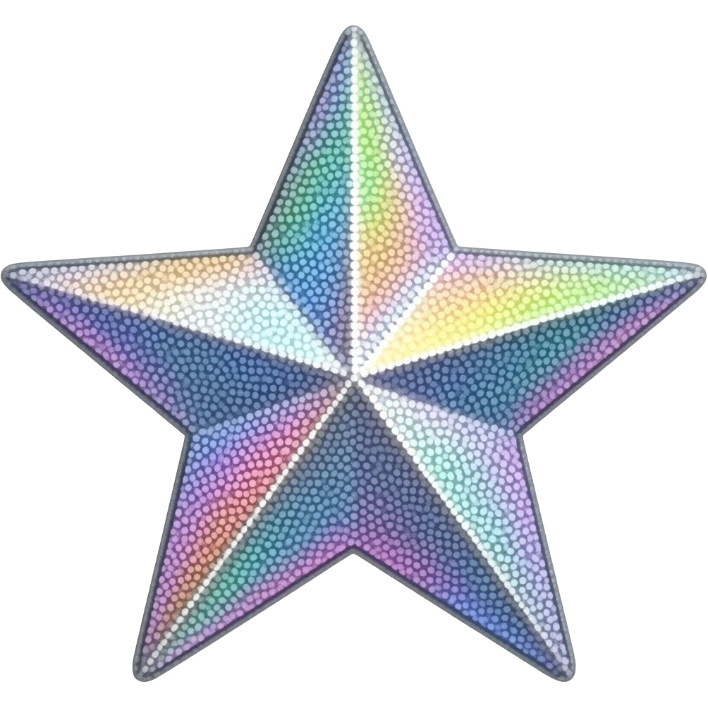 A colourful holographic glitter star emoji
