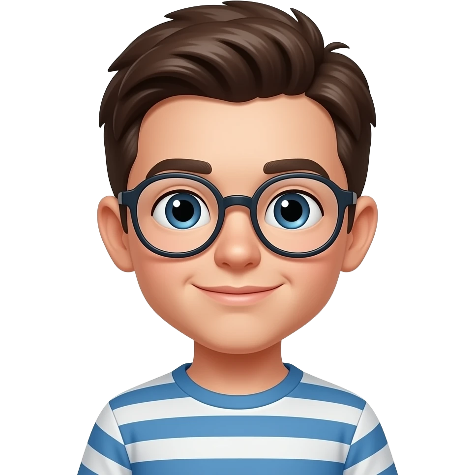 Novita. Novi es. Un niño. Con. Espejuelos.  Redondos. Es. Anime emoji