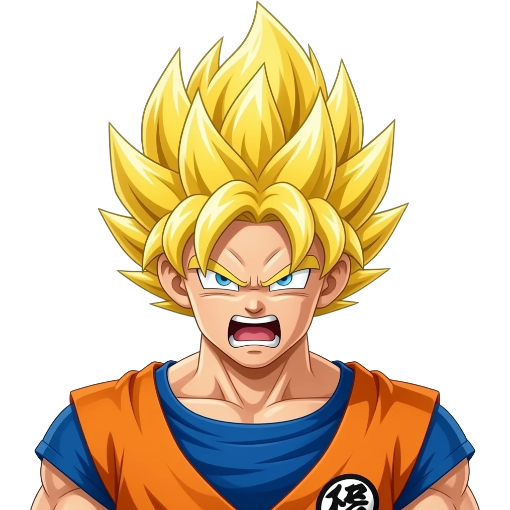 Make goku but super mad  and make the background white and make him ultra instinct emoji