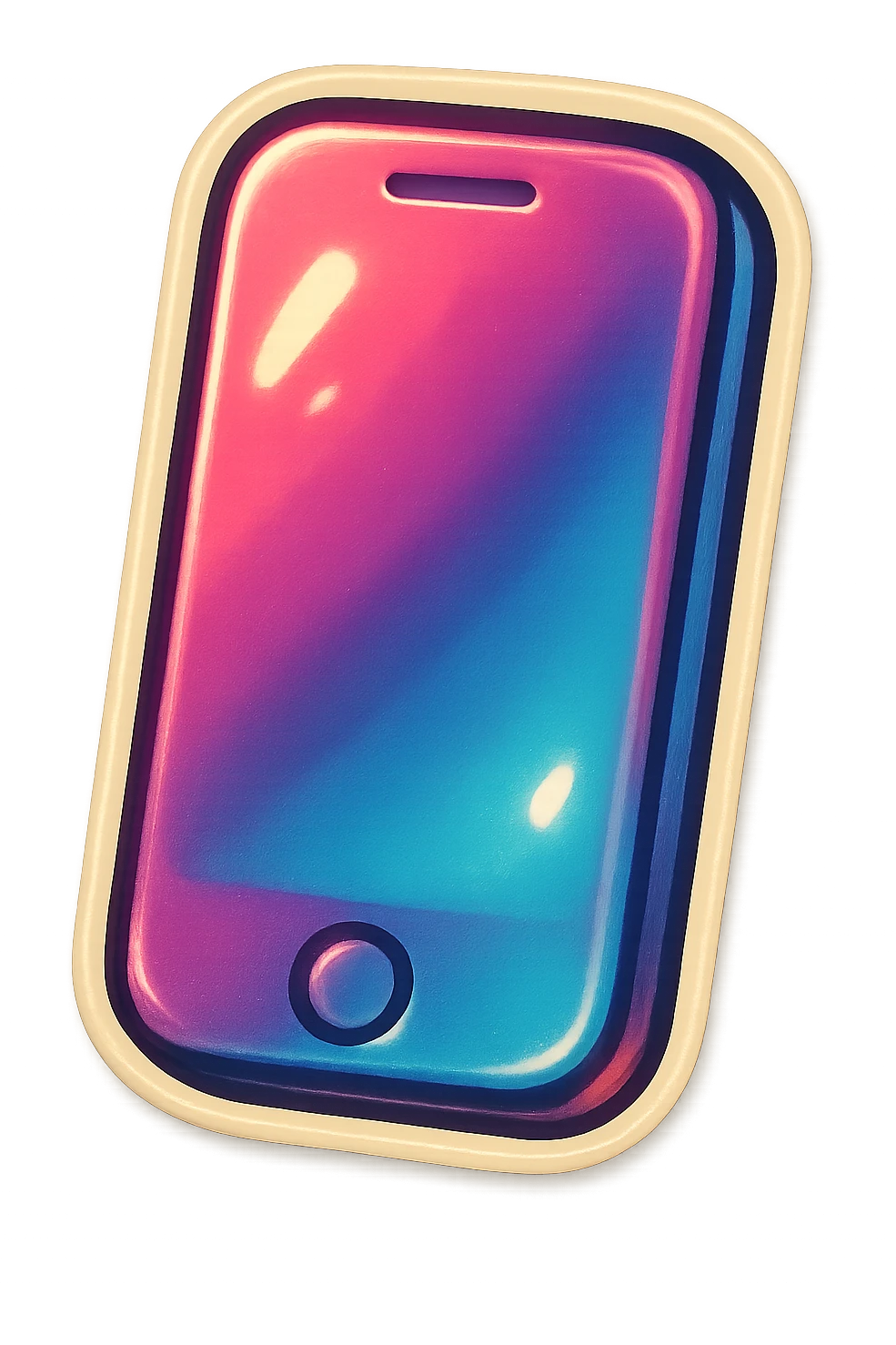 A smartphone sticker in retro stickers style, with a vintage design and a retro vibe emoji