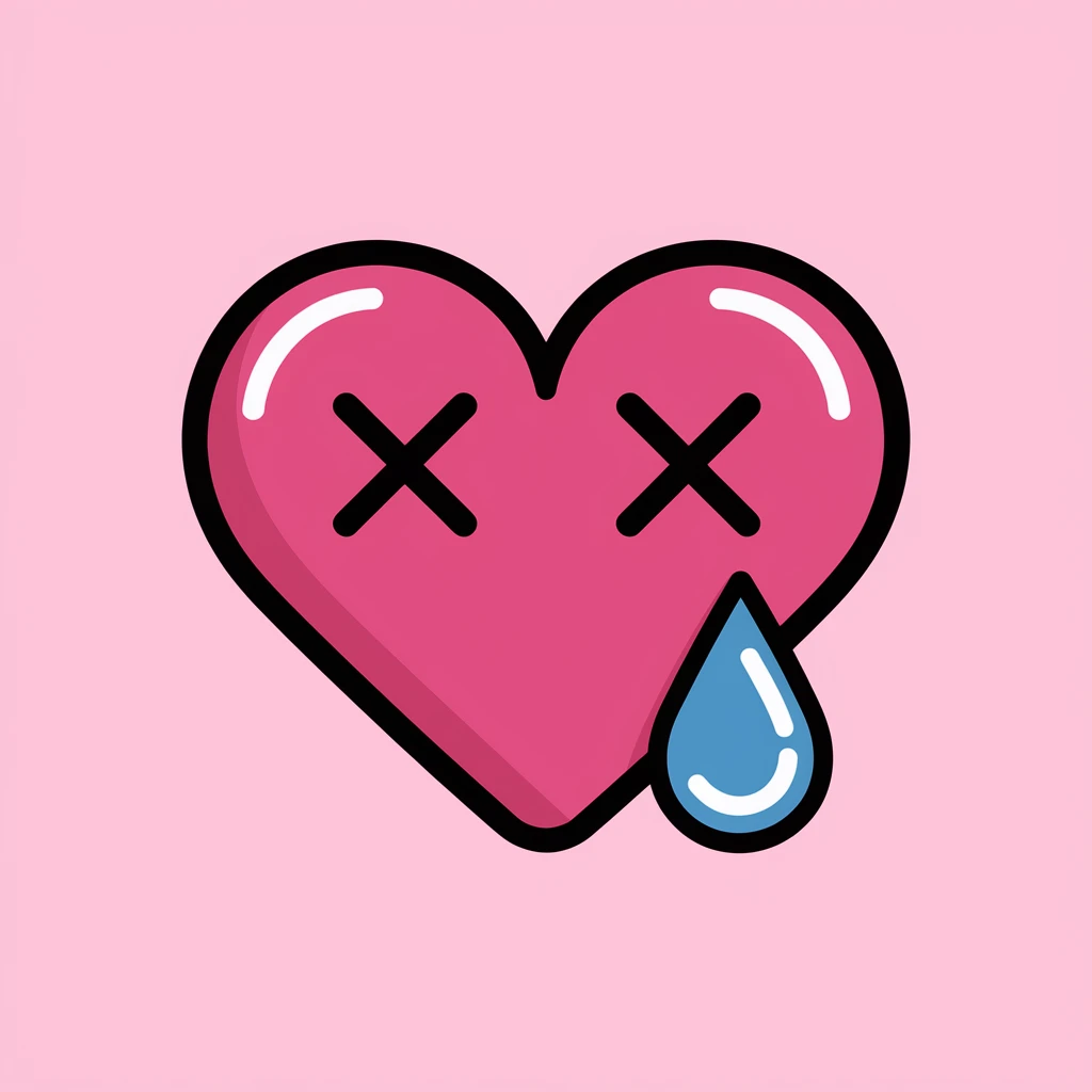 emo heart with a teardrop emoji