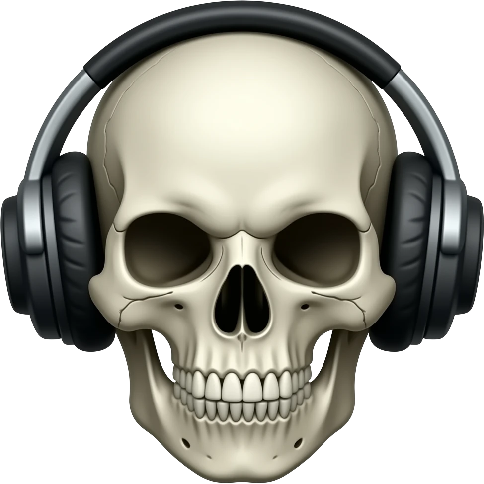 A skull put our 2 hand on your ears and he aggressive and hand colour is black emoji