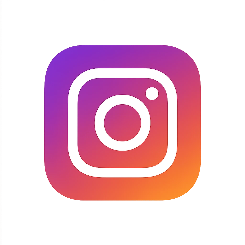 Instagram logo, flat design, purple and orange gradient emoji