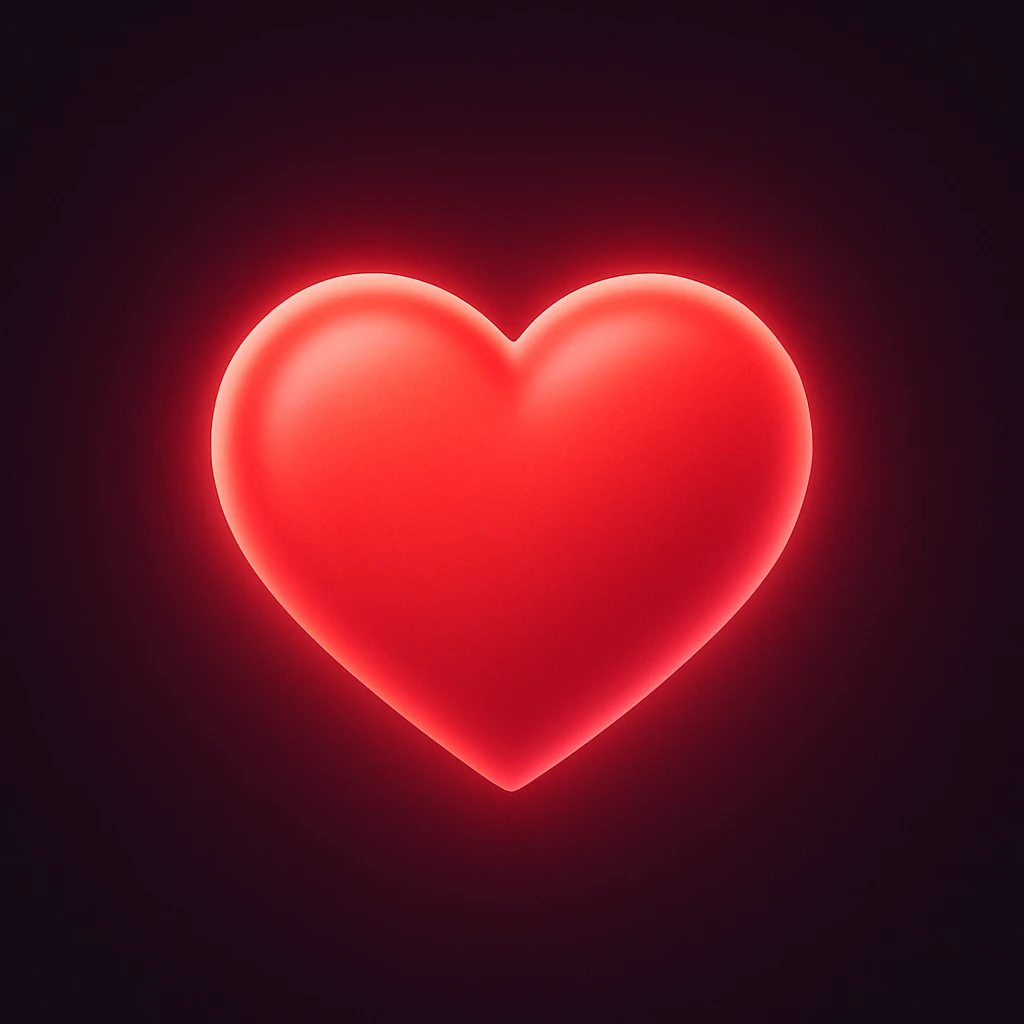 soft glowing heart icon, digital illustration emoji