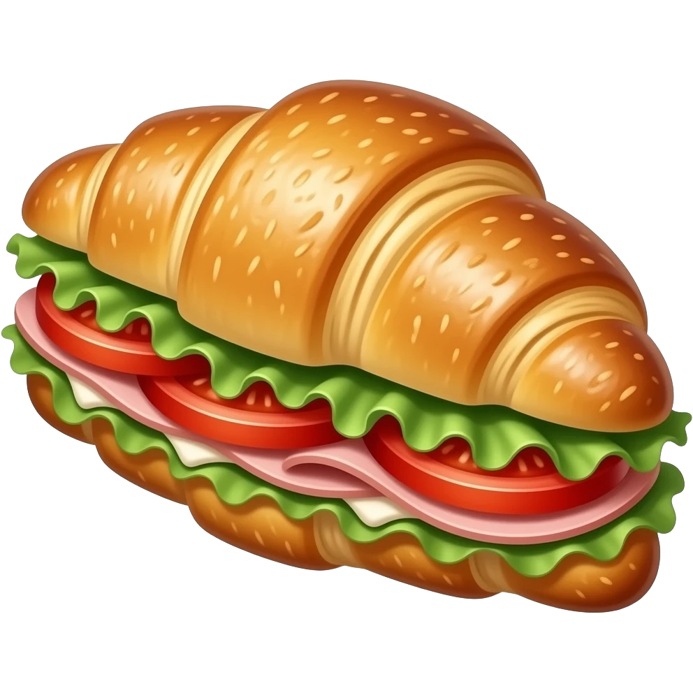croissant sandwich with lettuce, tomatoes, cream cheese and ham emoji