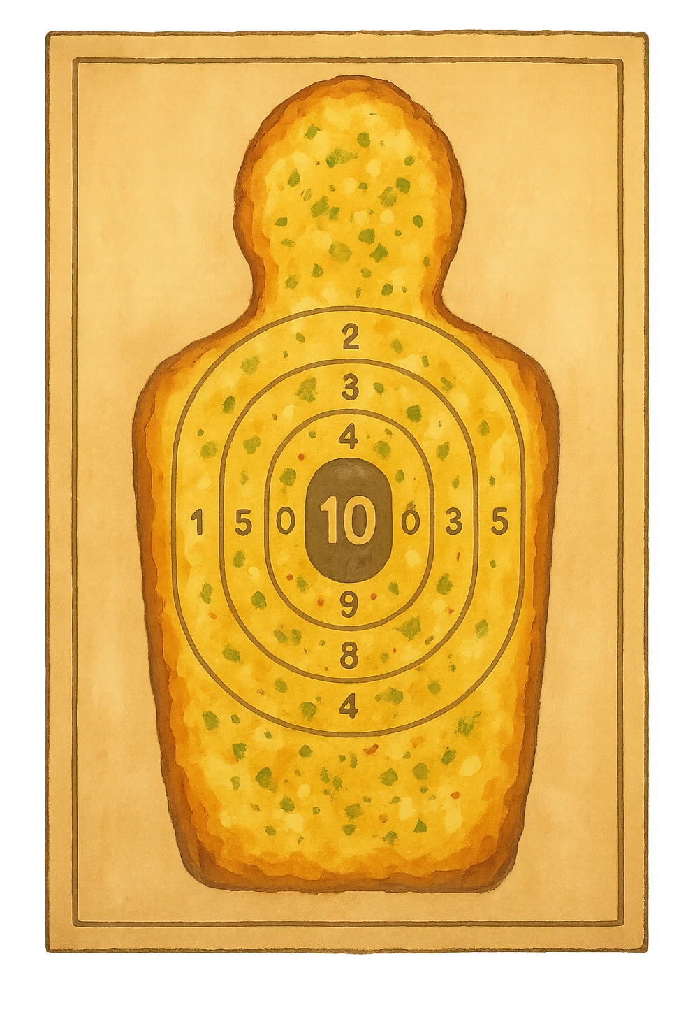 A standard target range silhouette poster except it’s garlic bread  emoji